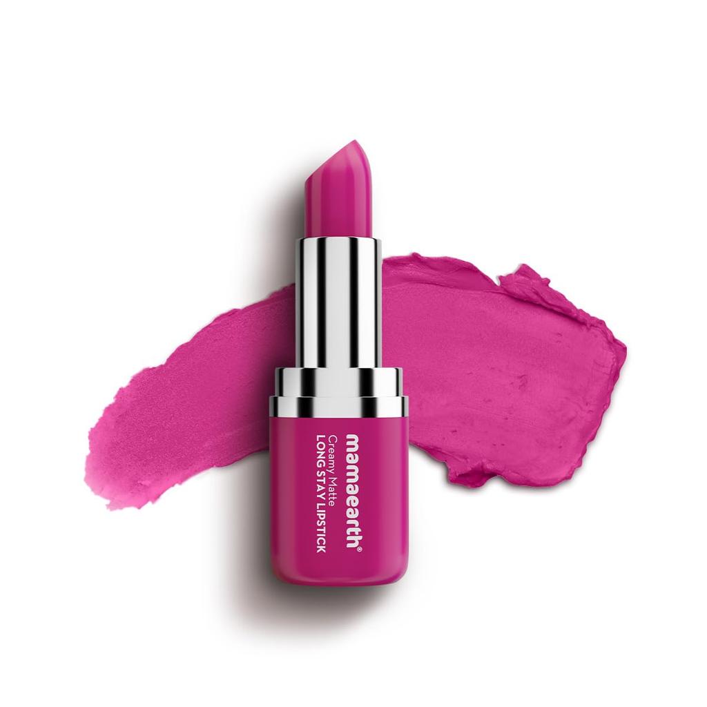 Mamaearth Creamy Matte Long Stay Lipstick With Murumuru Butter And Vitamin E 8-Hour Wear Pink Camellia 4.2 g