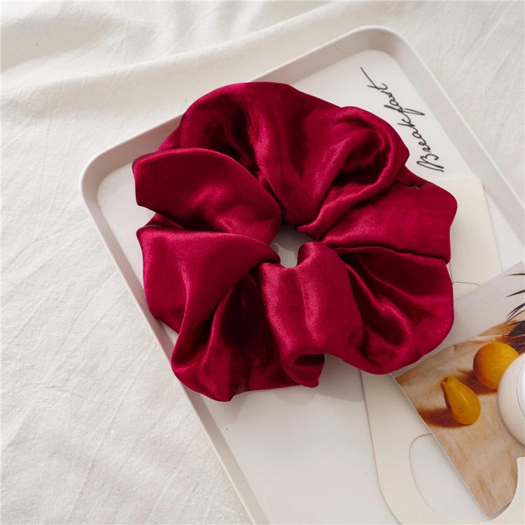 

Резинка для волос, атласное кольцо для волос для толстой кишки, женское сплошное цветное гладкое пластинчатое кольцо для волос, украшения для дикой головы красный