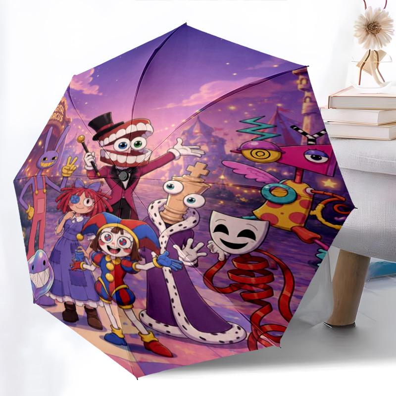 Pomni Halloween Characters Automatic Umbrella - Suitable Travel Outdoor Portable Umbrella Birthday Gift Daily Essentials