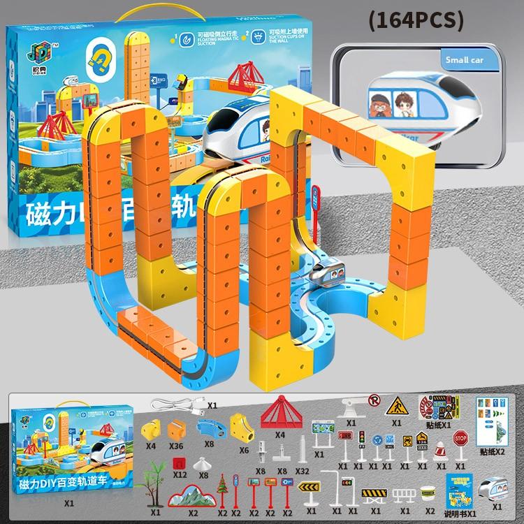 Kids Magnetic Rail Car Cube Toy Educational Toy Diy Building Blocks Magical Track Train Gravity Maze Toy Christmas Birthday Gift