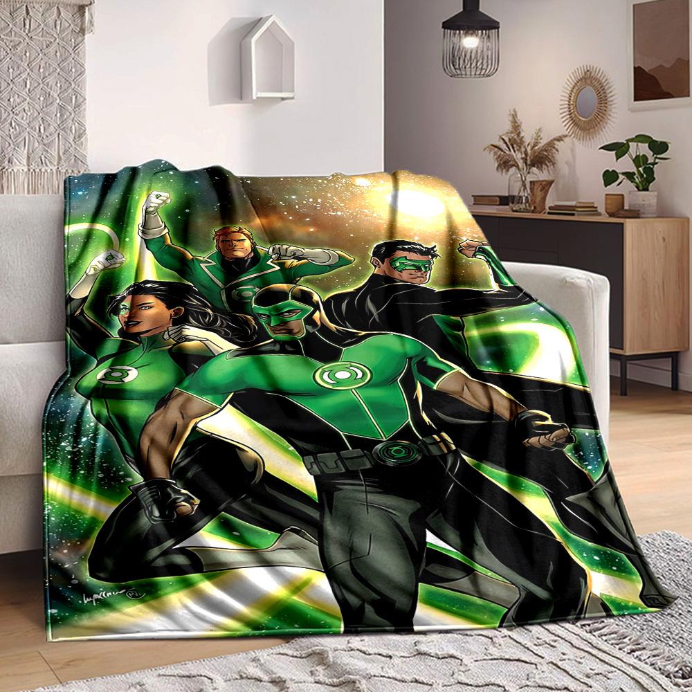 1pc Green Lantern Corps Blanket Polyester Fiber, All Season Comfort for Sofa, Bed, Office, Car, Camping Ideal Home Decor & Gift, Office Comfort