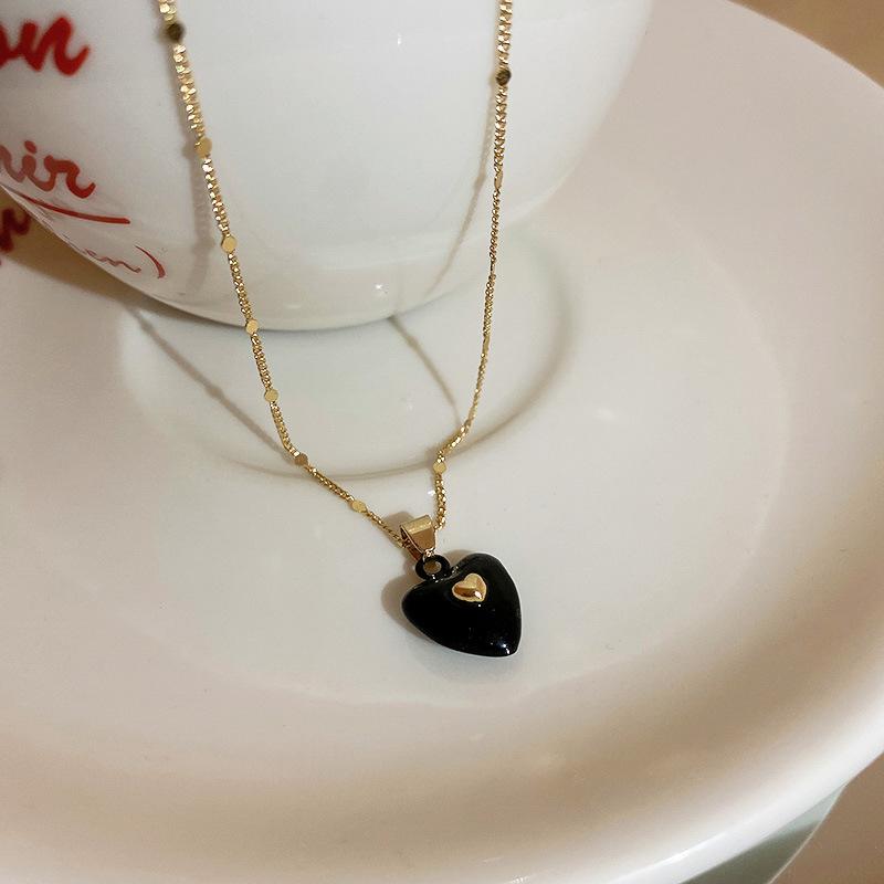 

Mothers Day Red Heart Pendant Stainless Steel Gold Color Chain Necklace for Women Non Fading Jewelry Sweet Accessories Gift