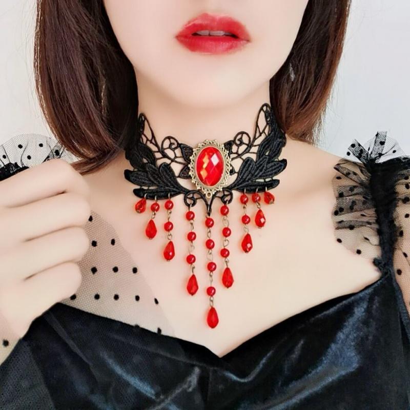 European And American Gothic Lace Collarbone Chain Women's Choker Simple Black Punk Accessory Collar