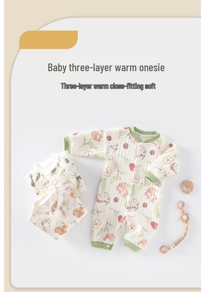 Baby Spring Cotton Jumpsuit: Class A Pure Cotton Warm Boneless Romper