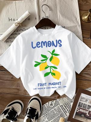 Lemons Fruit Market Creative Print Women T Shirts ONeck TShirt Summer Clothes AllMatch Comfortable Streetwear