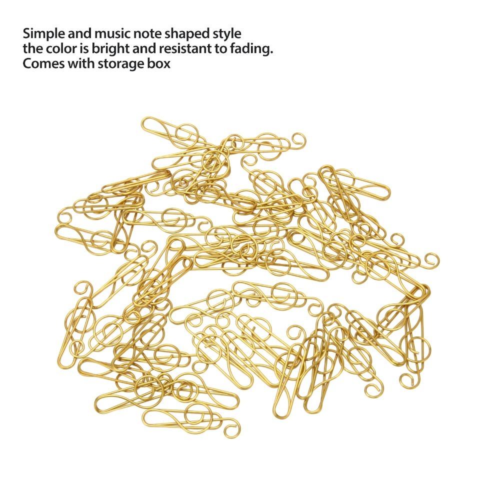 

100 Pcs Gold/ Green Cute Paper Clips Music Note Shape Small Paper Clips Document Organization