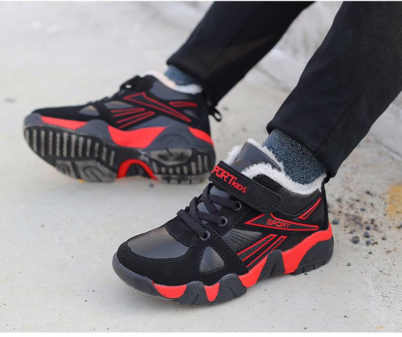 Boys' Warm Winter Sports Shoes with Velvet Lining - Cotton Sneakers for School Kids