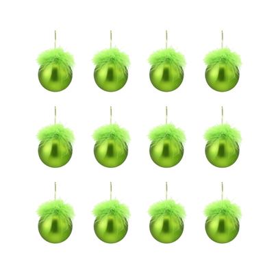 12Pcs Bright Velvety Plush Christmas Tree Balls Premium Holiday Decors For Homes Window Party Decoration