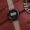 Casio Serie VINTAGE-quadrato retrò metallo piccolo quadrato orologio sportivo colore arcobaleno movimento al quarzo acciaio inossidabile cinturino in tessuto giapponese A1000PRW-1PRD