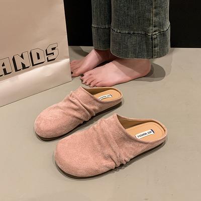 Ciabattine retrò plissettate baotou da donna per esterno 2025 nuove scarpe muller pigre a un pedale