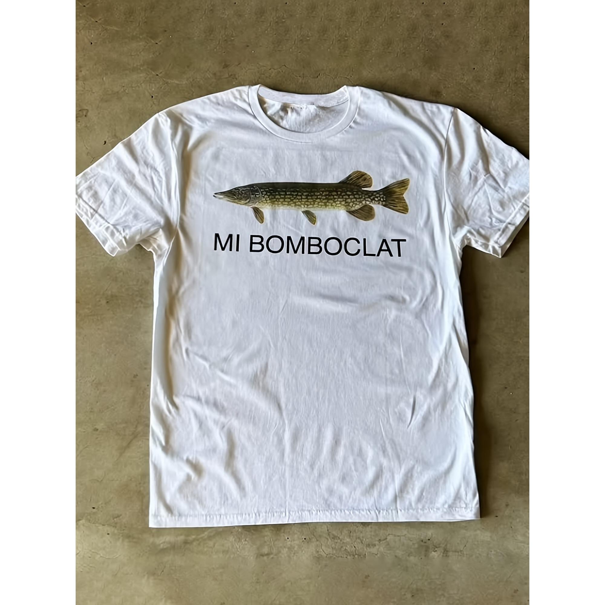 

Винтажная футболка с принтом Mi Bomboclat Дизайн Рыба Графическая мужская футболка с принтом 100% Хлопок Короткий рукав Одежда Unseix Оверсайз S