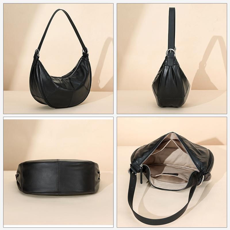 Leather women's bags, cloud bags, women's bags, niche design, underarm bags, high-end sense, large-capacity messenger bags, women's versatile bags
