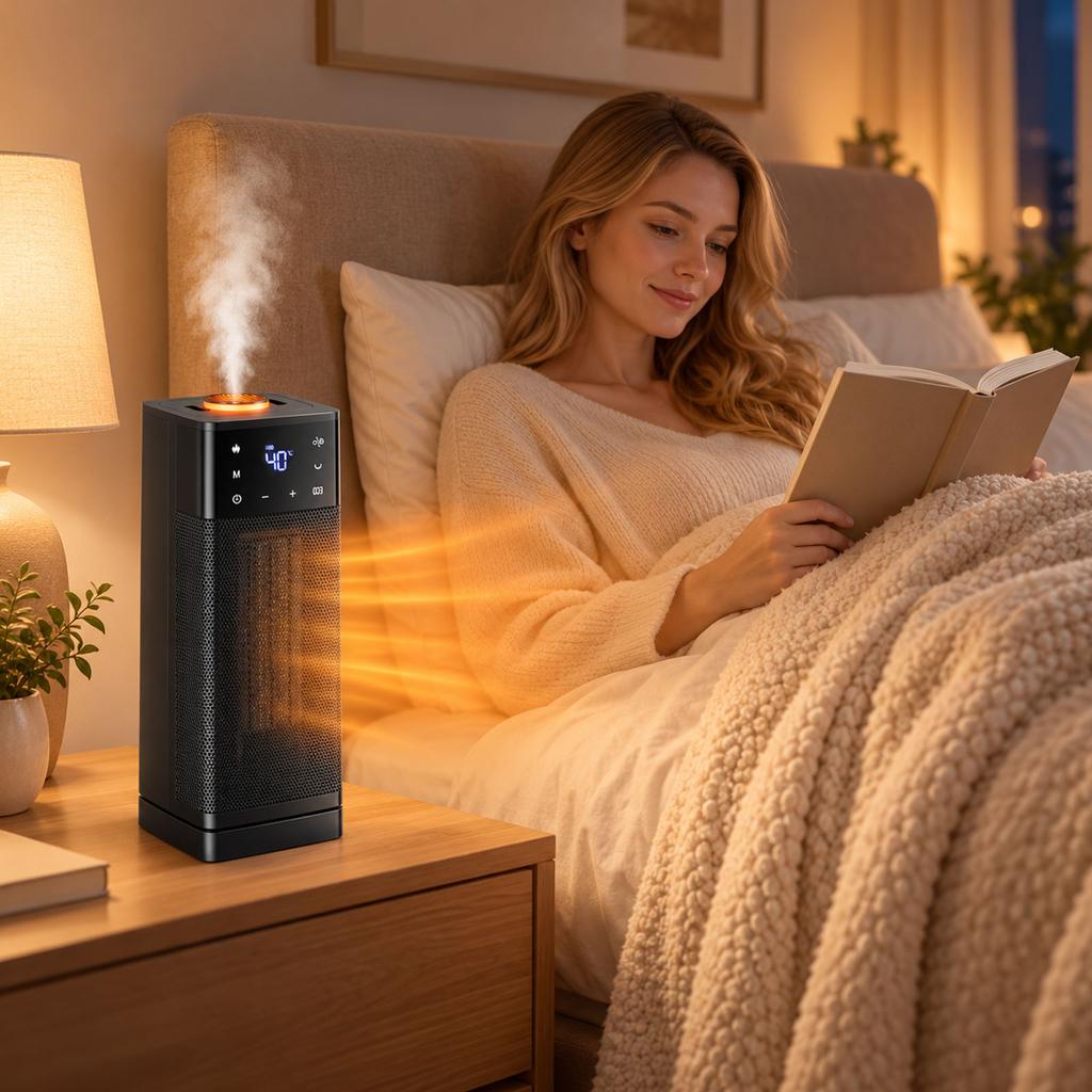 Ceramic Fan Heater with Humidifier and Remote Control, Heater for Home Bedroom