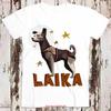 Laika Space Dog Russia T Shirt 8888 Vintage Washed Stylish Top For Everyday Wear Versatile Graphic Designer Clothes Stretched