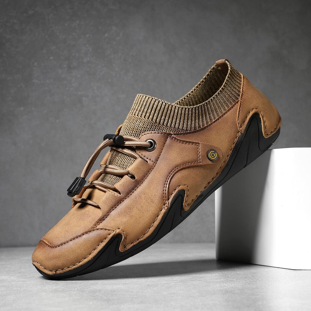 2025 men's beanie shoes casual leather shoes men's soft-soled octopus outdoor driving shoes men's comfort