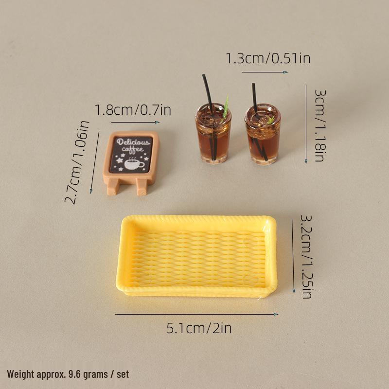 Miniature Dollhouse Food & Drink Tray Set Ornaments