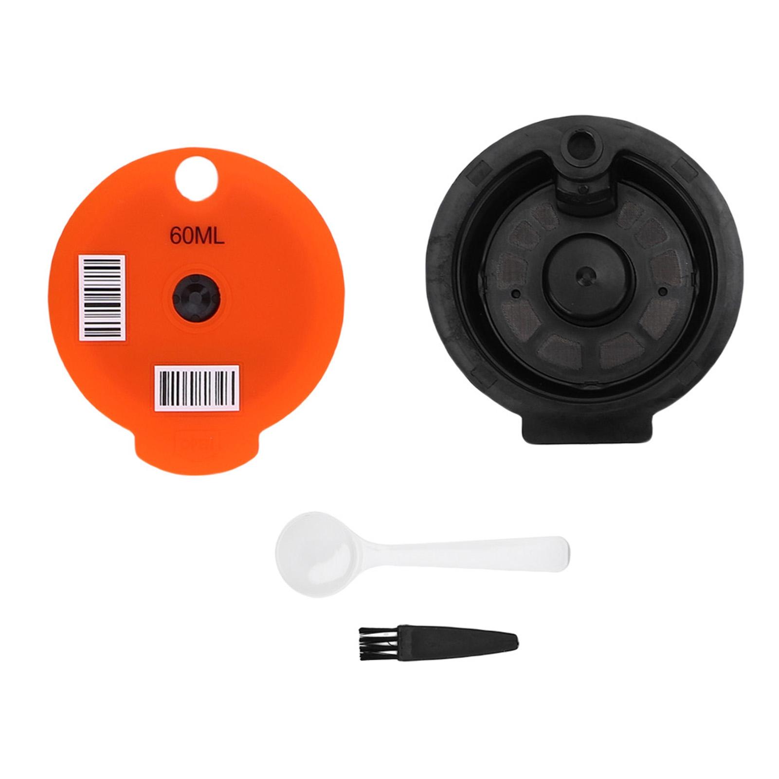 Konnwei Orange Reusable Coffee Pod Pp Refillable Coffee Filter Capsule Cup With 4 Lids Brush And Spoon For Coffee Makers