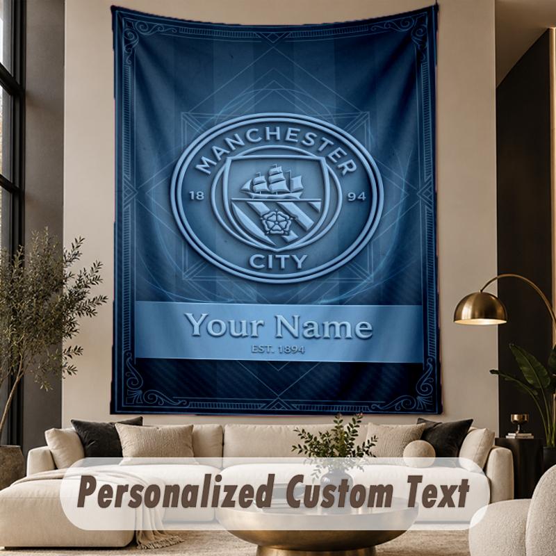 Custom Text Tapestry Manchester City Print Wall Tapestry Indoor Living Room Wall Decor