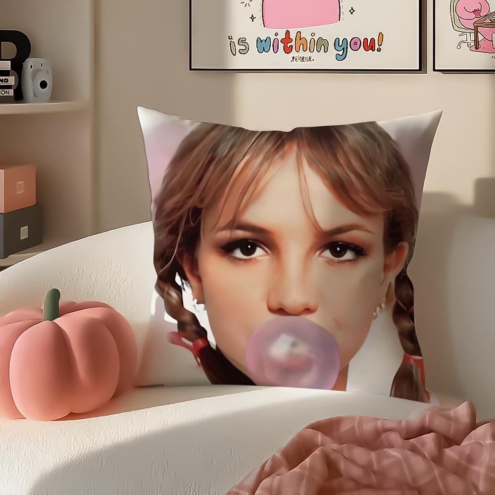 Pop Superstar BBritney Spears Cushion Cover Pillowcase Short Plush Invisible Zipper Room Sofa Cushion Cover