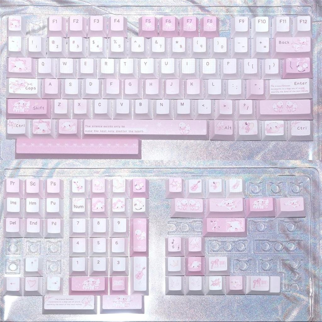 Cute Pink Lamb Cherry MOA Profile PBT Keycaps 130 Keys Keycap Set for Magnetic Switch Mechanical Keyboard
