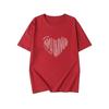 Plus Size Cotton T-Shirt - Women's Summer Short Sleeve Pink Heart Mid-Length Loose European Style