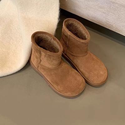 Fashion Winter Fur Integrated Snow Boots for Women's 2024 New Suede Waterproof Anti Slip Warm Cotton Shoes Female's Short Boots Zapatos
