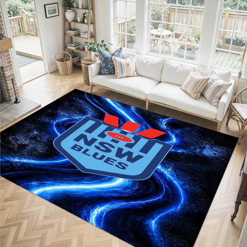 NSW Blues Design Crystal Velvet Carpet Cozy Non?Slip Printed Rug For Bedroom Living Room Entrance
