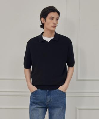 THEKNITCOMPANY Reese'S Silk Polo Shirt - Onyx Black