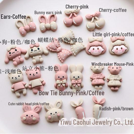 Pink Coffee Cherry Bow DIY Jewelry Accessories for Little Girls