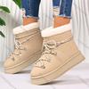 Fashion Comemore Winter Thicken Plush Warm Snow Boots for Women Plus Size 36-42 Fleece Platform Ankle Boots Lace Up Woman Cotton Shoes