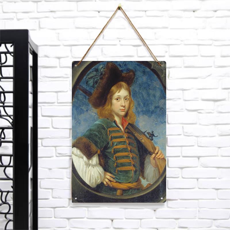 

European Retro Character Metal Wall Art Vintage Home Decorative Iron Painting for Living Room 7.9x11.8In(20x30cm)