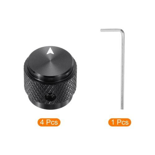 uxcell 4-Piece Aluminum Potentiometer Knob, 1/4" (6mm) ID x 5/8" (15mm) OD x 1/2" (13mm) Height, Universal Volume and Tone Control Knob for Guitar and