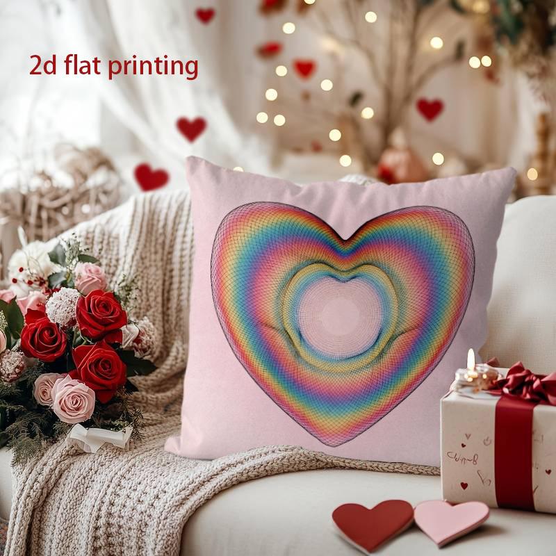 

Colorful Heart-Patterned Digital Printing Pillow Cover Pattern Cushion Cover Suitable for Sofa Bedroom Car Pillow Cover 16x16Inch