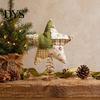 Plush Star Decor Christmas Tree Topper, Patchwork Stuffed Xmas Retro Pastoral Ornament for Winter Holiday Party Home Handmade Cloth Topper