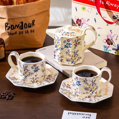 Delicate Flower Love Coffee Cup Saucer Ceramic Teapot Gift Box Set Housewarming Newlyweds Women'S Day Girlfriends Birthday Gift