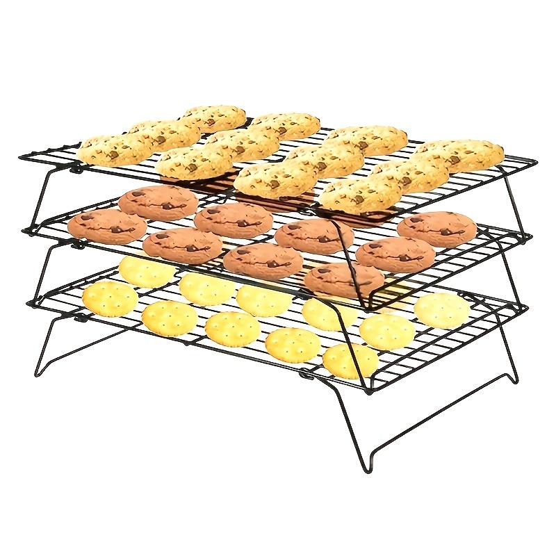 

3-Tier Stackable Cooling Rack, Heavy Duty & Collapsible. For Cakes, Pizza, Bread. Non-Stick, Easy Clean. Perfect Gift for Bakers чорний