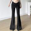WHATIWEAR Modern Retro Style Three-dimensional Flower High Waist Micro-flare Trousers Streamer Slim Fit Casual Pants for Women