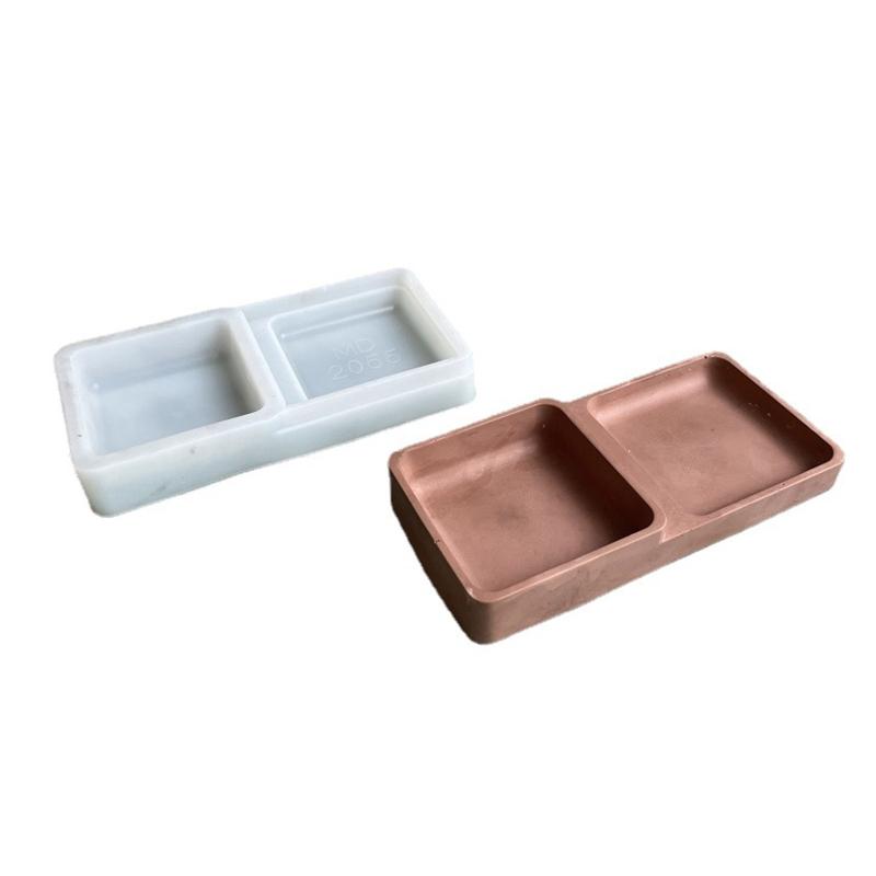 Storage Box Mold Resin Silicone Mold Diy Crystal Glue Double Square Storage Tray Mold for Making Fruit Storage Plate