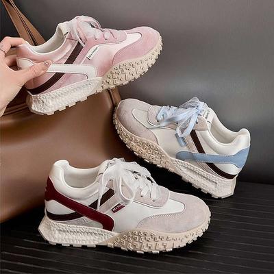Schoenen met plateauzool Forrest Gump dames lente nieuwe hoogteverhogende kleurafstemming veters casual kleine veters balletschoenen