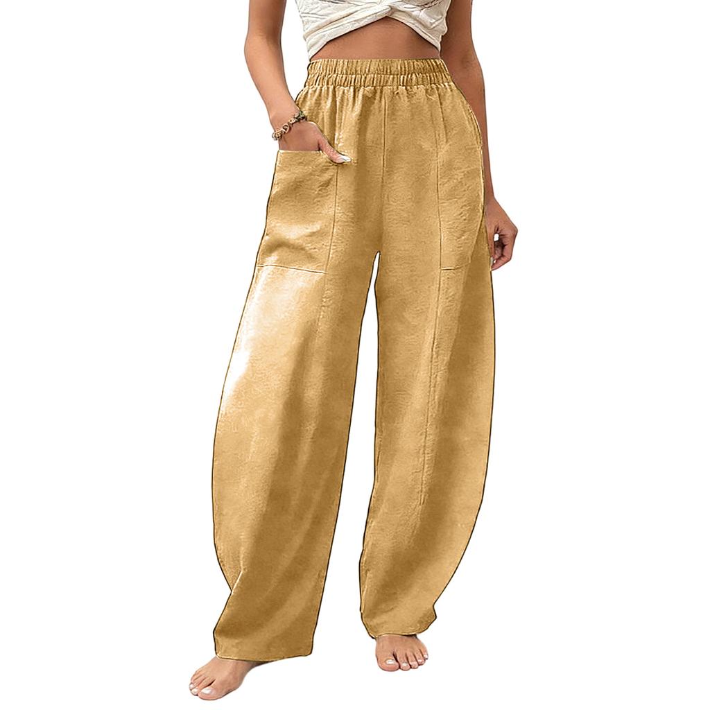 Women's Color Pants Straight Leg Pants With Pockets, Casual Wide Leg Pants
