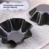 Set of 4 Multifunctional Fluted Flower Shape Cake Pan Carbon Steel Reusable Tortillas Shell Molds for Home Baking