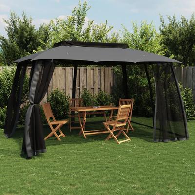 Vidaxl Gazebo With Double Roof and Netting Around, Anthracite, 2.93X2.93 M