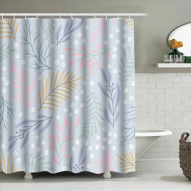 Colorful Floral Pattern Shower Curtain Waterproof Bath Decor For Bathroom Decoration Home Accessories Light Blue, Green Pink