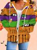 Cardigan à capuche imprimé 3D Halloween Grande taille Automne Hiver Rétro