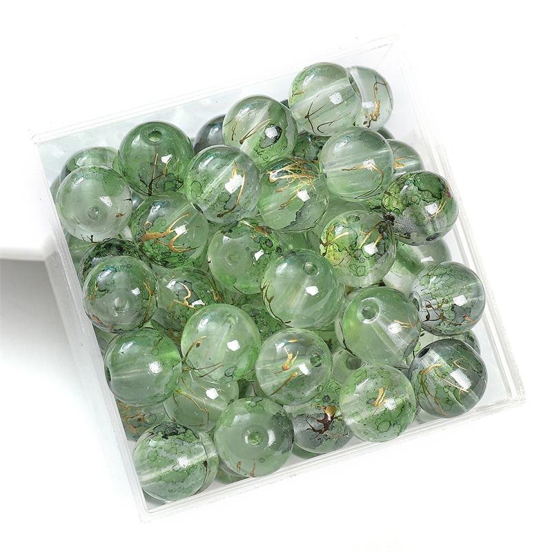 30/50pcs Crystal Glass Beads Ice Permeating Ink Halo Dyeing Sprinkles Golden Loose Spacer Beads for Jewelry Making