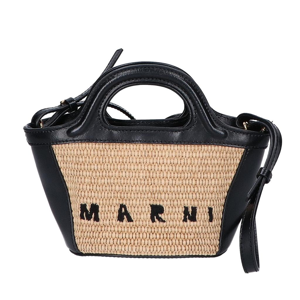 Marni BMMP0067Q0 TROPICALIA MICRO 2WAY Shoulder Bag Handbag Black / naturalUsed