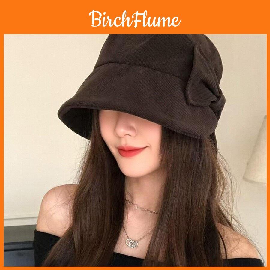 Fuzzy Cotton Corduroy Fisherman Hat With Wide Brim For Casual Women