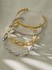 18K Gold-Plated Stainless Steel Geometric Zircon Bracelet Set - European & American Style, Personalized High-Texture Design.