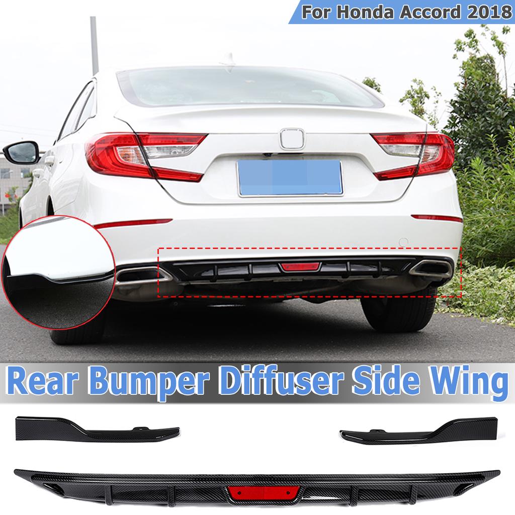 Rear Bumper Lip Diffuser Spoiler /& Side Wings For Accord 2018-2019 Carbon Fiber