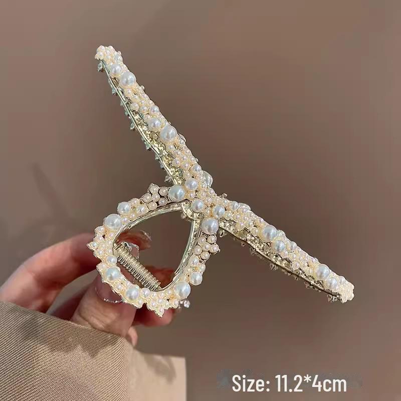 High-End Women's Rhinestone Hair Shark Clip - Large, Stylish, and Trendy Hairpin